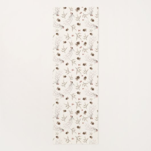 Boho Woodland Winterberry Monogram ヨガマット (裏面)