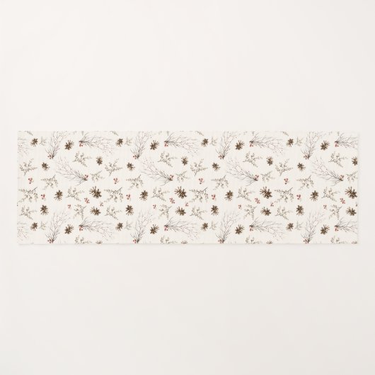 Boho Woodland Winterberry Pattern ヨガマット (正面(横))