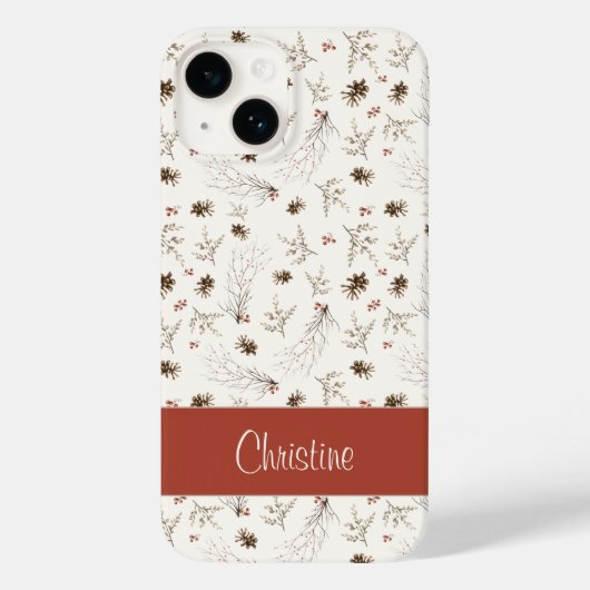 Boho Woodland Winterberry Pattern Case-Mate iPhoneケース (裏面)