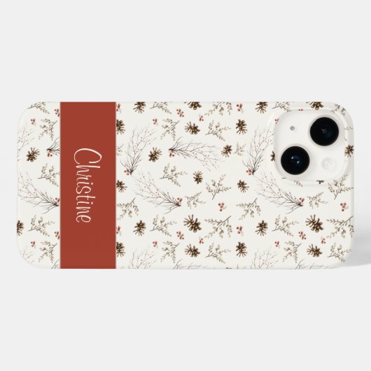 Boho Woodland Winterberry Pattern Case-Mate iPhoneケース (裏面 (横))