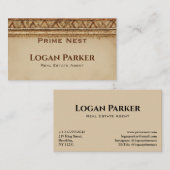 Boho Woven Texture Real Estate Business Card 名刺 (正面/裏面)