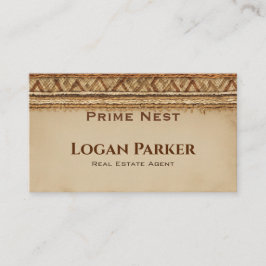 Boho Woven Texture Real Estate Business Card 名刺