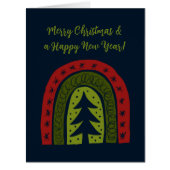 Boho x-masツリースケッチ付きビッグクリスマスカード (正面)