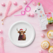 Boho Xmas Christmas Highland Cow T-Shirt (1) ペーパープレート (パーティー)
