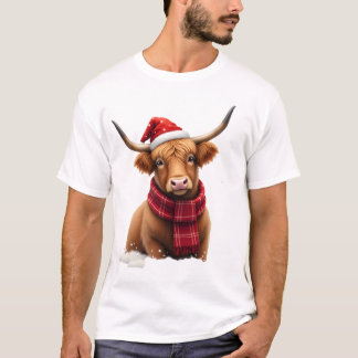 Boho Xmas Christmas Highland Cow T-Shirt (1).png Tシャツ