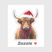 Boho Xmas Christmas Highland Cow T-Shirt (2) シール (シート)