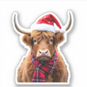 Boho Xmas Christmas Highland Cow T-Shirt (2) シール (正面)