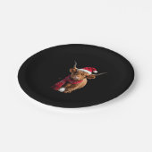 Boho Xmas Christmas Highland Cow T-Shirt (3) ペーパープレート (アングル)