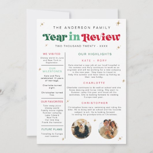 Boho Year In Reviewカードファミリーフォトコラージュアーチ シーズンカード (裏面)