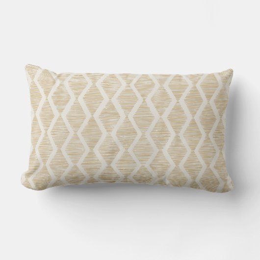 Boho Yellow Diamond Geometric Throw Pillow ランバークッション (正面)