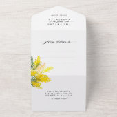 Boho Yellow Summer Wildflower写真素朴の結婚写真 オールインワン招待状 (外側)