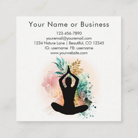 Boho Yogaモダン Fruit of Life Saitical Geometry スクエア名刺 (裏面)