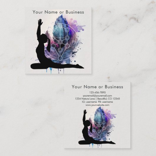 Boho Yoga瞑想モダン聖幾何学 スクエア名刺 (正面/裏面)