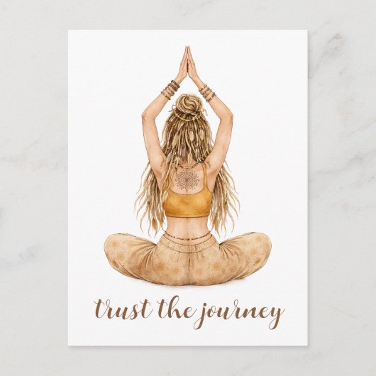 Boho Yoga Aquarell Design – Trust the Journey ポストカード (正面)