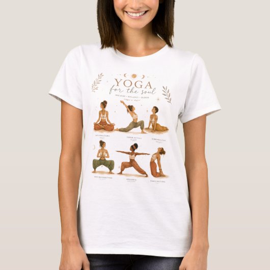 Boho Yoga Frauen Aquarell Design mit Yoga Posen  Tシャツ (正面)