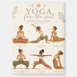 Boho Yoga Magnet mit Yoga Posen - Sanskrit- Frauen マグネット