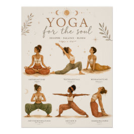 Boho Yoga Poster im Aquarellstil – Erdtöne ポスター