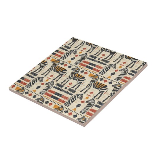 Boho Zebra Tribal Safari Pattern タイル (側面)