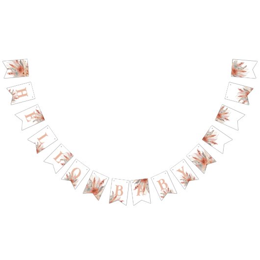 bohoPampas草ベビーシャワー バンティングフラッグ (全)