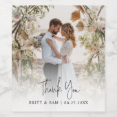 Boho's Thank 結婚 You Handshorted Script Photo ワインラベル (シングルラベル)