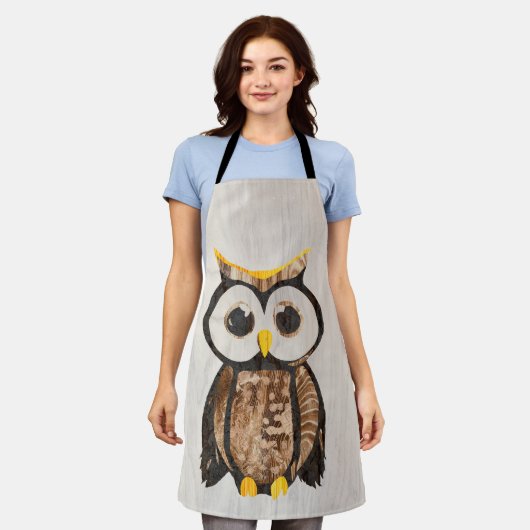 Bois - Chouette - Owl エプロン (着用した状態)