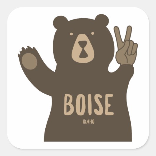 Boise Idaho Peace Bear スクエアシール (正面)