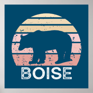 Boise Idaho Retro Bear ポスター
