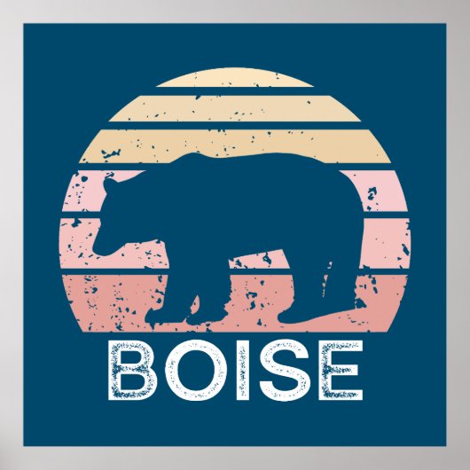 Boise Idaho Retro Bear ポスター (正面)