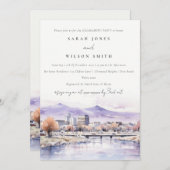 Boise, Idaho Watercolor Landscape Engagement 招待状 (正面/裏面)