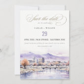 Boise, Idaho Watercolor Landscape Photo Wedding セーブザデート (正面)