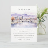 Boise, Idaho Watercolor Landscape Wedding サンキューカード (スタンド正面)