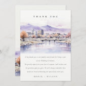 Boise, Idaho Watercolor Landscape Wedding サンキューカード (正面/裏面)