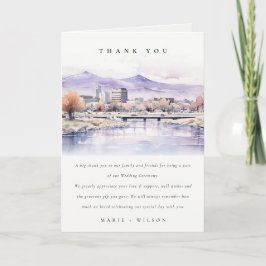 Boise, Idaho Watercolor Landscape Wedding サンキューカード