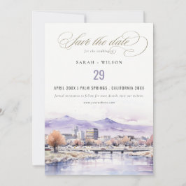 Boise, Idaho Watercolor Landscape Wedding セーブザデート