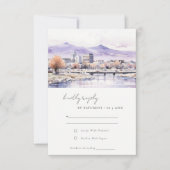 Boise, Idaho Watercolor Landscape Wedding 出欠カード (正面)
