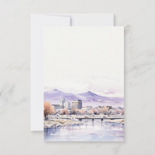Boise, Idaho Watercolor Landscape Wedding 出欠カード (裏面)