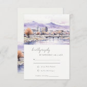 Boise, Idaho Watercolor Landscape Wedding 出欠カード (正面/裏面)