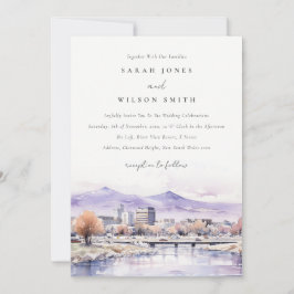Boise, Idaho Watercolor Landscape Wedding 招待状