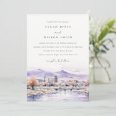 Boise, Idaho Watercolor Landscape Wedding 招待状 (スタンド正面)