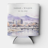 Boise, Idaho Watercolor Landscape Wedding 缶クーラー (正面)