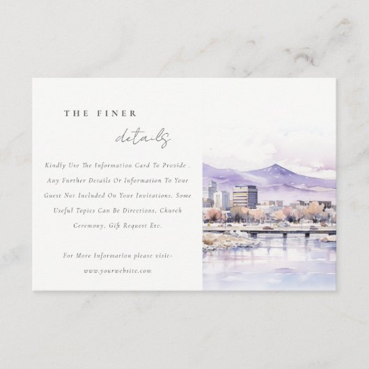 Boise, Idaho Watercolor Landscape Wedding Detail エンクロージャーカード (正面)
