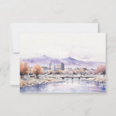 Boise, Idaho Watercolor Landscape Wedding Detail 出欠カード (裏面)