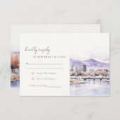 Boise, Idaho Watercolor Landscape Wedding Detail 出欠カード (正面/裏面)