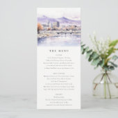 Boise, Idaho Watercolor Landscape Wedding Menu 招待状 (スタンド正面)