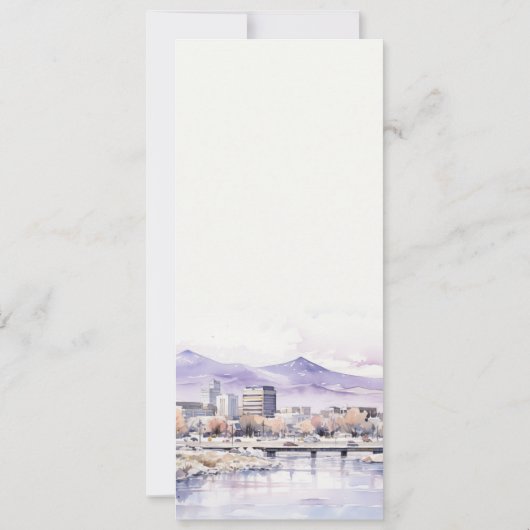 Boise, Idaho Watercolor Landscape Wedding Menu 招待状 (裏面)