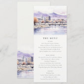 Boise, Idaho Watercolor Landscape Wedding Menu 招待状 (正面/裏面)