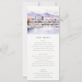 Boise, Idaho Watercolor Landscape Wedding Menu 招待状