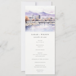 Boise, Idaho Watercolor Landscape Wedding Program 招待状