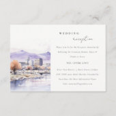 Boise Idaho Watercolor Landscape Wedding Reception エンクロージャーカード (正面)