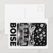Boise Skyline Black and White Woodcut Winter  ポストカード (正面/裏面)